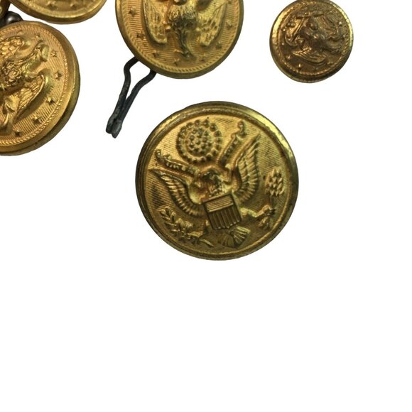 Waterbury Military Uniform Brass Buttons WWII Era Lot 8 Pieces Vintage u - Picture 2 of 8